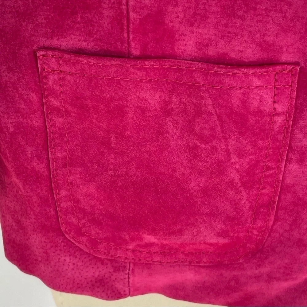 Yvonne le Marie Capelet Short Leather Jacket- Single Button- Pink- Size 12